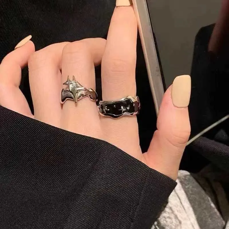 Sterling Silver Star Cross Ring | Adjustable Vintage Gothic