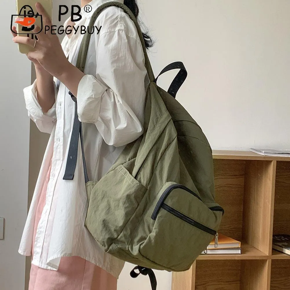 Comfortable Nylon Backpack: Large Capacity, Zipper Closure Best