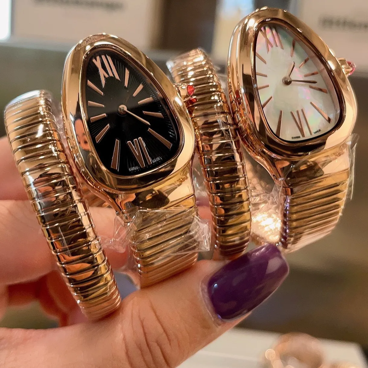 Handmade Rose Gold Snake digital watch for women for