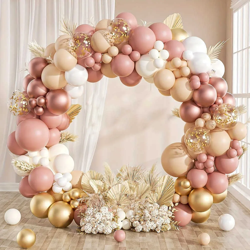 Balloon Garland Arch Kit: Blush Pink Rose Gold Balloons Wedding