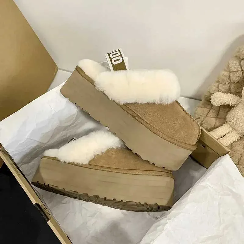 Pantofole invernali da donna in pelliccia stivali caldi piattaforma infradito ps nuovo corto peluche ballerine casa cotone scarpe scamosciate muli da donna_voghion.com