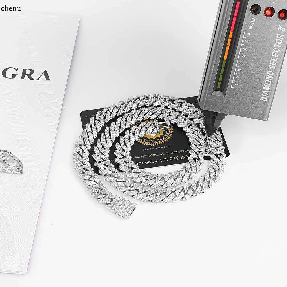 Hochwertiger Herren-Hip-Hop-Schmuck Sterg Sier VVS Moissanite Cuban K Chain Pass Dia Tester Iced Out Halskette_voghion.com