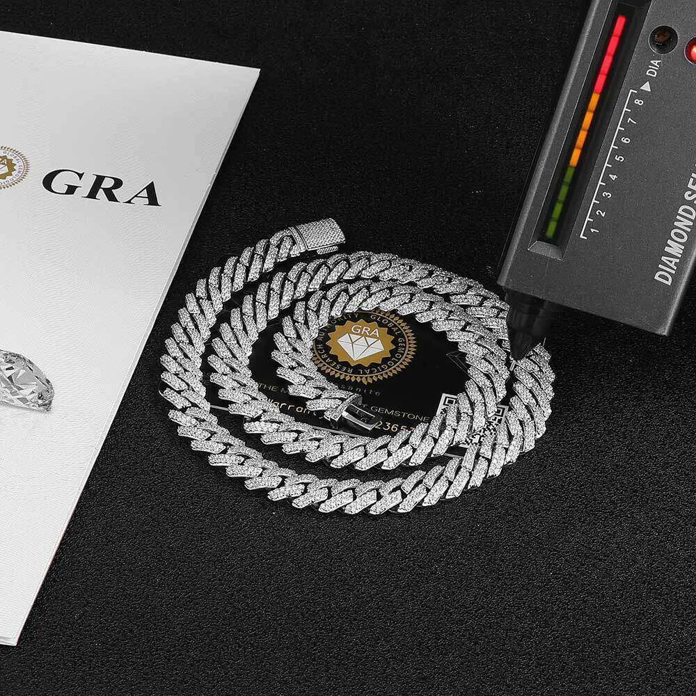 Hochwertiger Herren-Hip-Hop-Schmuck Sterg Sier VVS Moissanite Cuban K Chain Pass Dia Tester Iced Out Halskette_voghion.com
