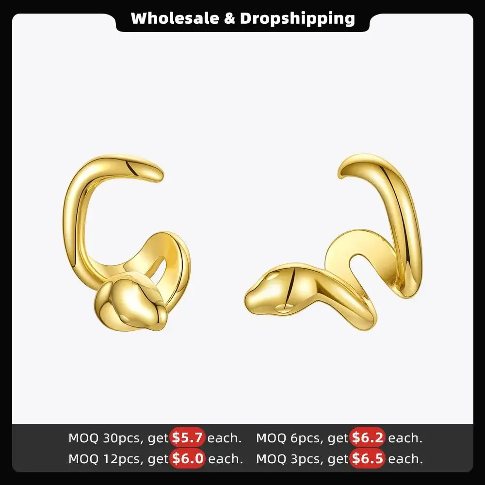Orecchino A Bracciale Serpente Placcato Oro - Gotico, Senza Piercing, Regolabile - Gioiello Donna Unico - 5