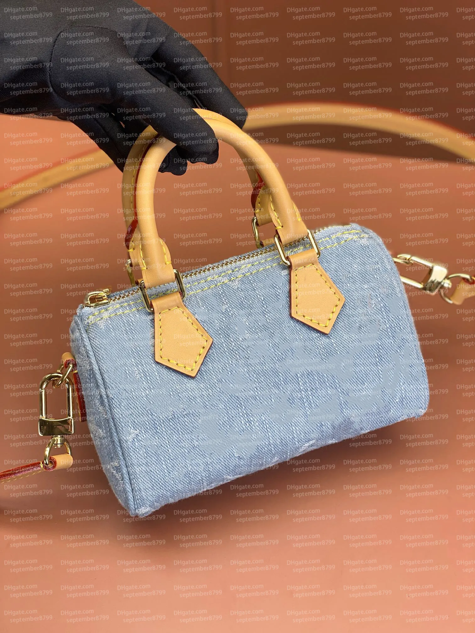 12A Top Designer Designer Mini Nano 16cm Shopping Bag Women Classic Bag Leather Denim Crossbody Luxury Brand Embossed Tote Purse Brown Floral Clutch