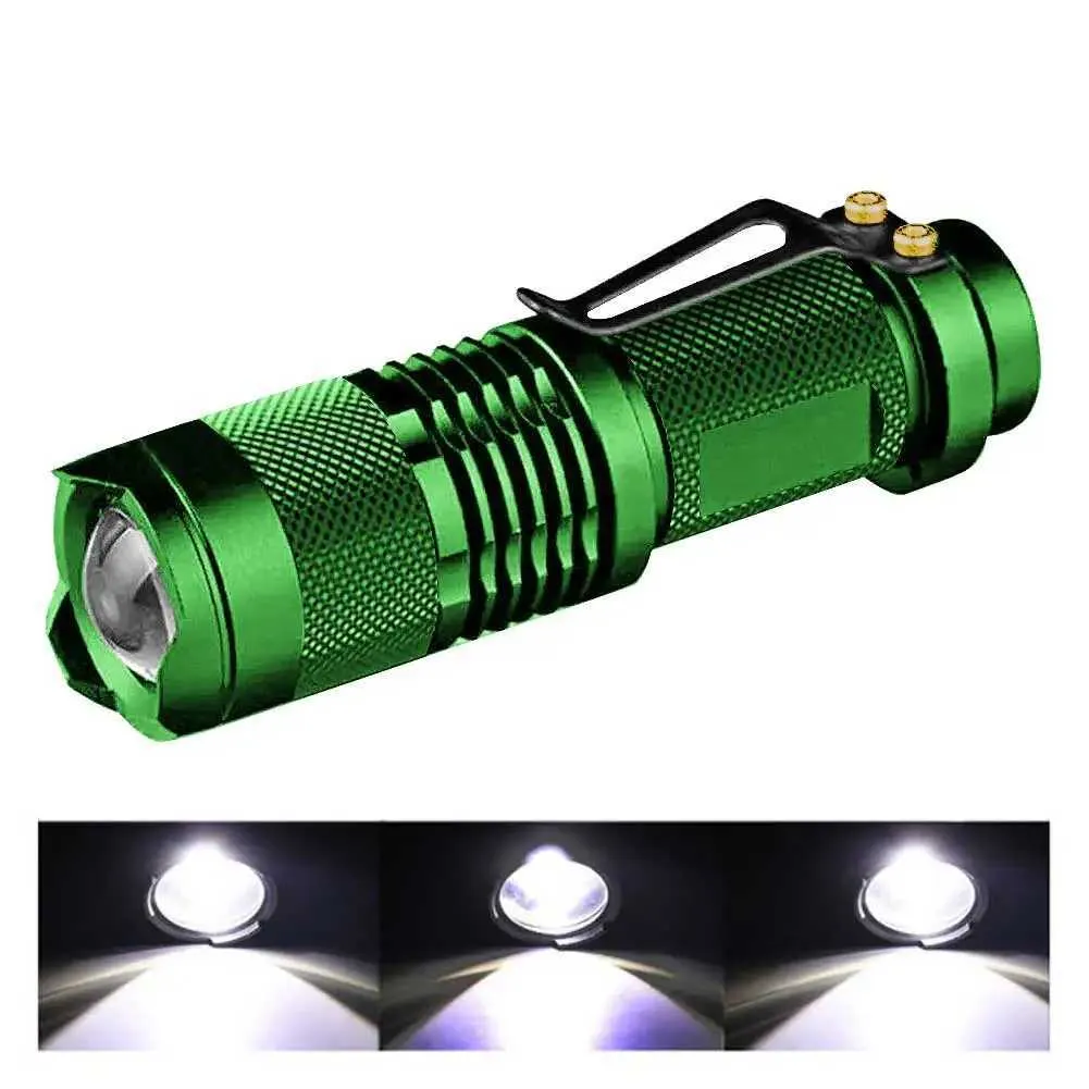 Tactical 7W 1200lm CREE Q5 LED SA3 Zoomable Mini Flashlight Torch Black