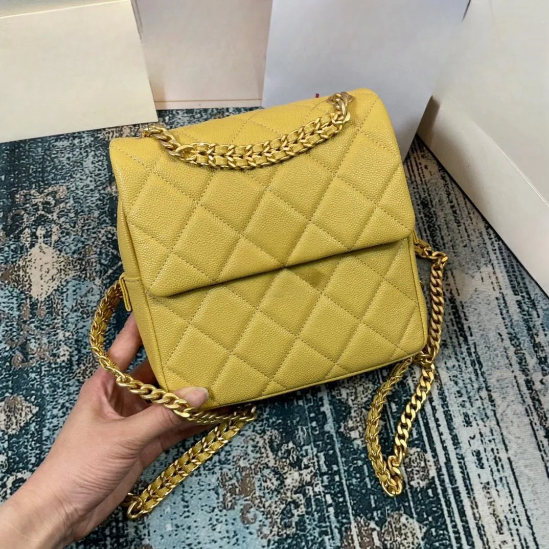Chic Yellow Leather Backpack Woman Leather Backpack Lady Anne Prime Yellow – Ankobags main image 3