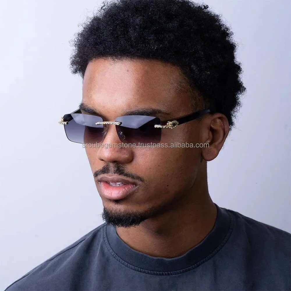 Men s Iced Out Moissanite Diamond Hip Hop Sunglasses Bling Rapper Jewelry