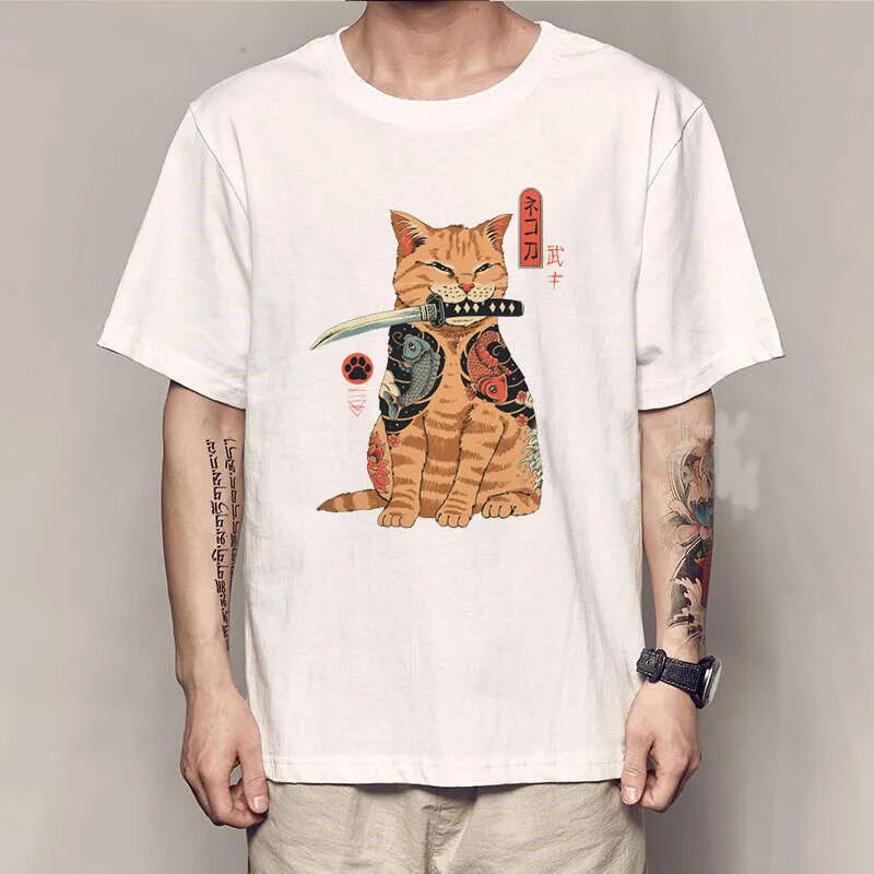 【AMBLER】I'm a cool cat RaglanGraphic Short-sleeved T-shirt Anime Shirts Graphic Print Crew Neck T Shirt, Lightweight
