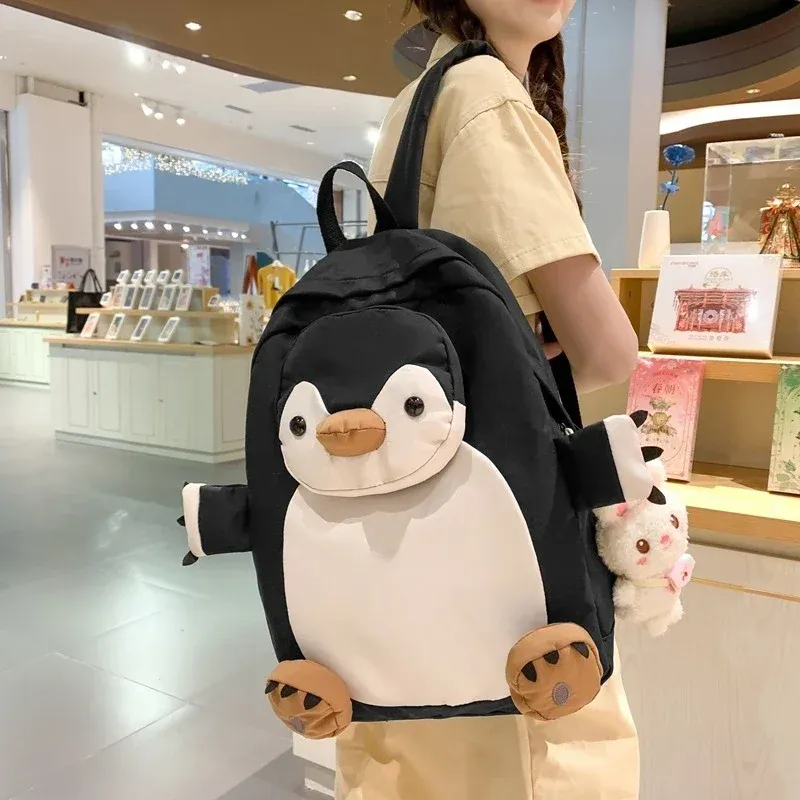 School Backpack Cute Penguin Bookbag For Boys Girls Teens Casual Travel Bag Computer Laptop Daypack