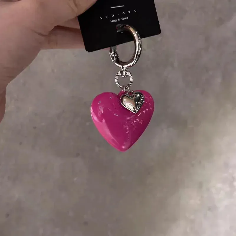 Pink Heart Keychain Y2k Style Bag Charm Car Pendant Creative - Main Image
