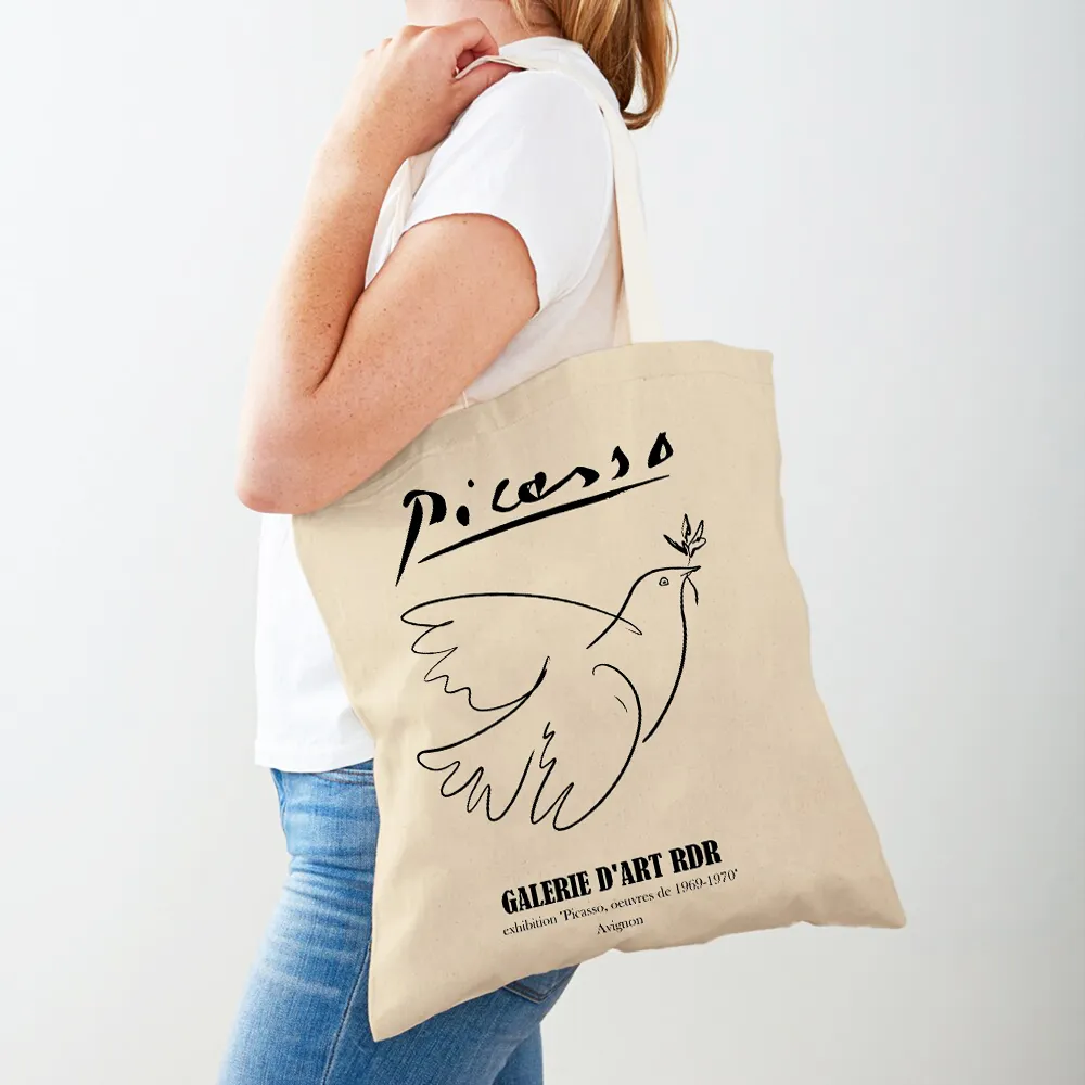 Womens Canvas Handbags Artistic Print Tote Bag, Lightweight For