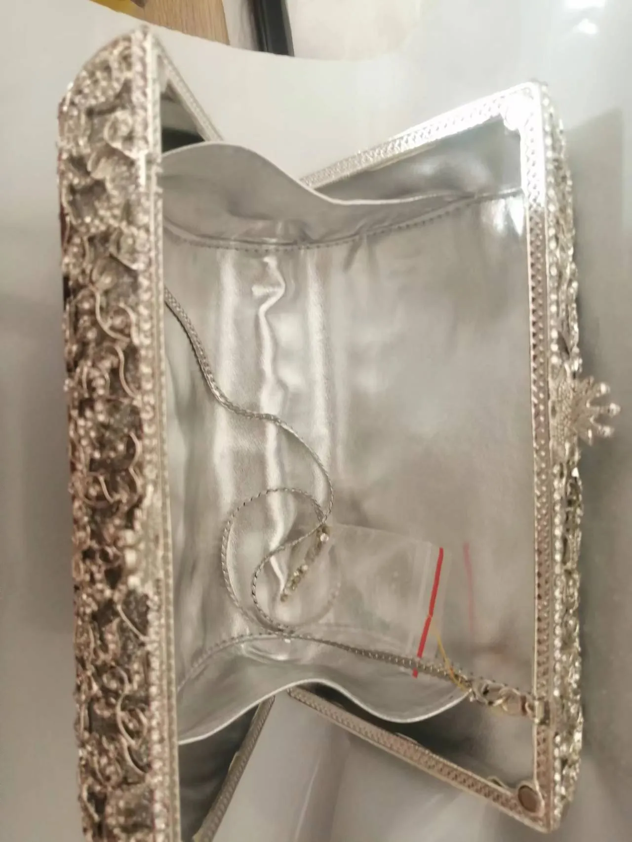 Metallic Rhinestone Clutch XIYUAN Women Rhinestone Clutch Evening Bag Metallic Hard Flap with Hasp ...