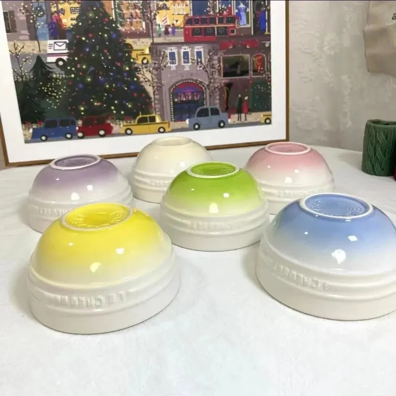Rainbow Gradient Ceramic Rice Bowls: 12cm Multi Color Tableware For ...