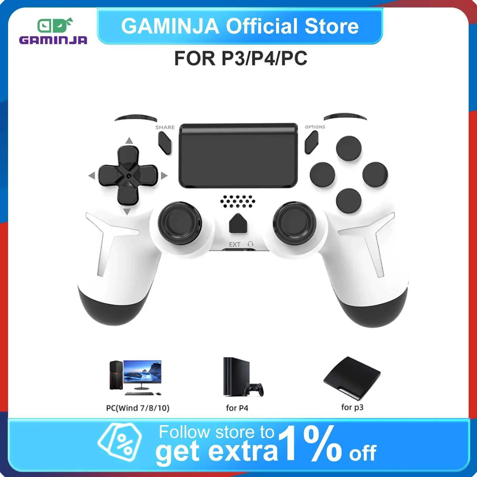 Gaminja Wireless Gaming Controller - Bluetooth Joystick for PC, Console ...