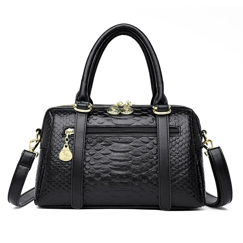 2024Womens Genuine Leather Crocodile Pattern Crossbody