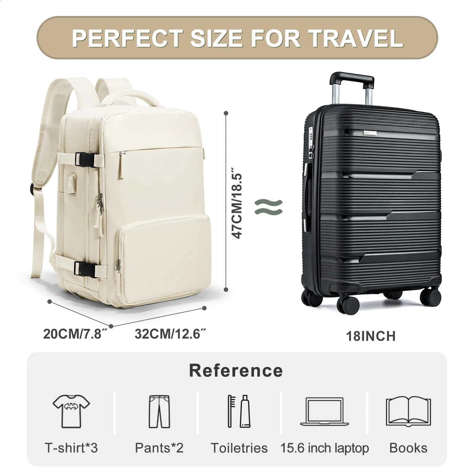 Travel Laptop Backpack 16 Inch Flight Approved Waterproof Daypack Large Capacity Travel Backpack | 16 Inch Laptop Backpack  main image 3
