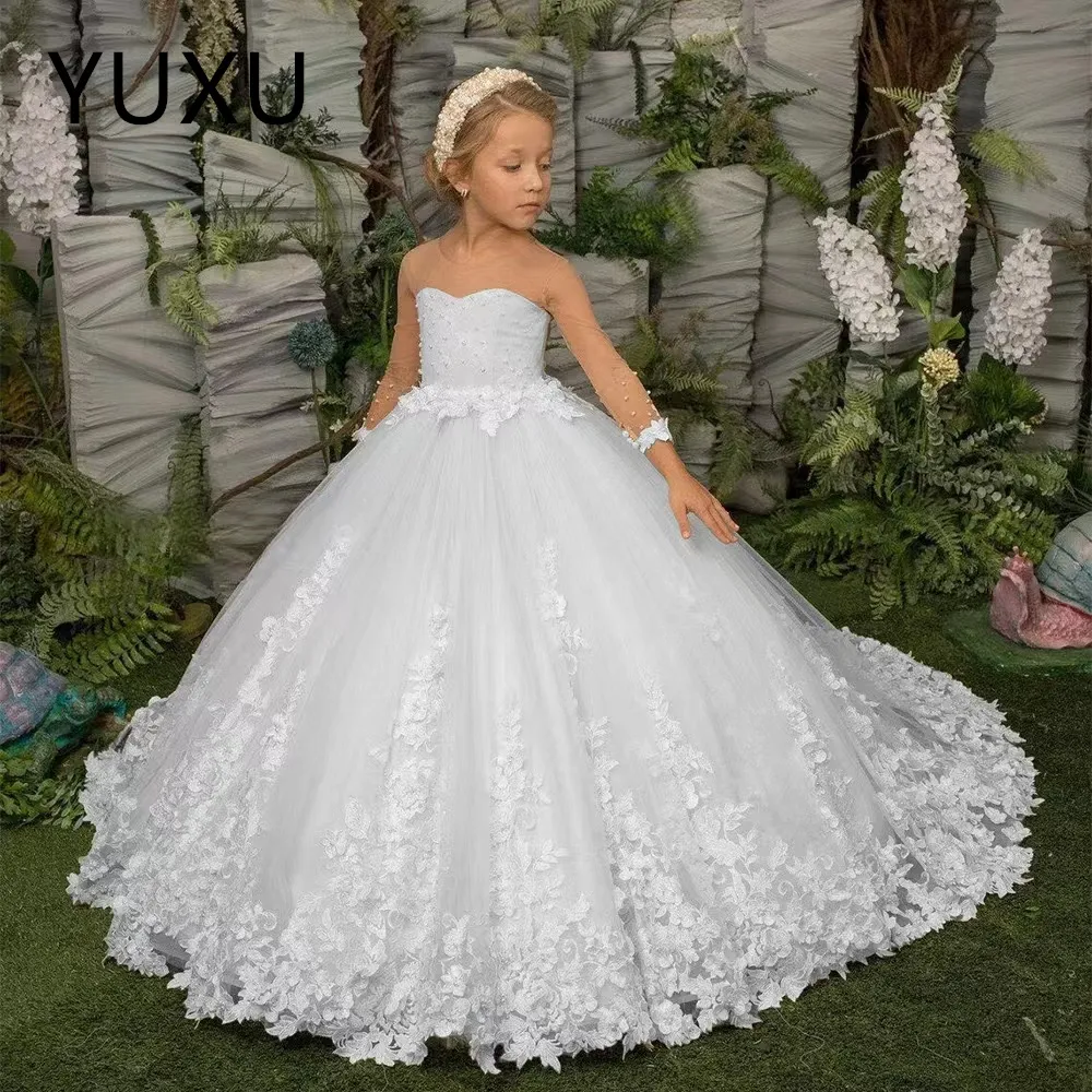 kids white dress Sleeveless Ivory Tulle Ankle Length Flower Girl add a touch of enchantment to this enchanting ensemble White 1st Communion Dresses: Elegant