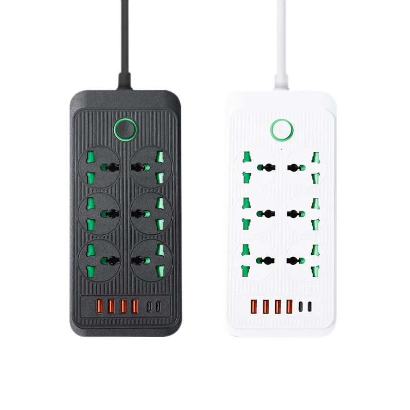 Multi- Socket detachable power strip with USB Port, 6 Outlets