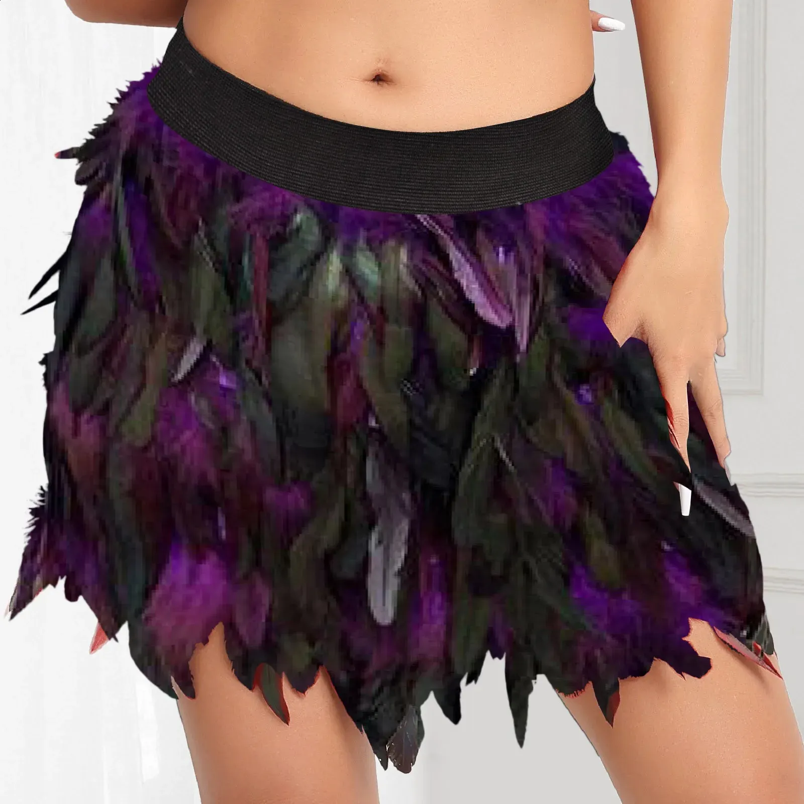 Mini Skirts Feather Skirt Rave Feather Top And Skirt Set: Festival
