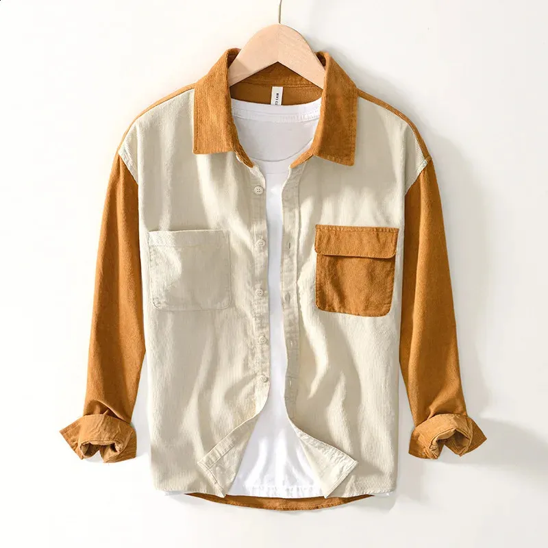 Save Big on Bulk Mens Shirt Corduroy Spring And Autumn High Quality Mens  Corduroy Collar Cotton 100% Casual Patch Work Shirt Pocket Mens Top240802 