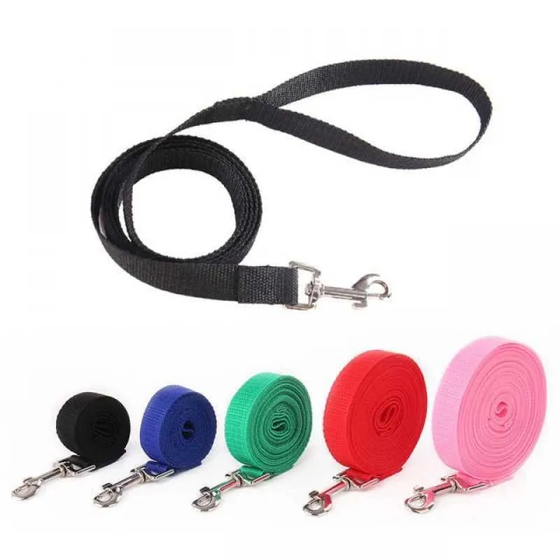 DHgate Durable Nylon Dog Leash Solid Color Pet Leash 5 10 20 30M Long Dog Lead for Small Medium and Large Dogs Pet Supplies