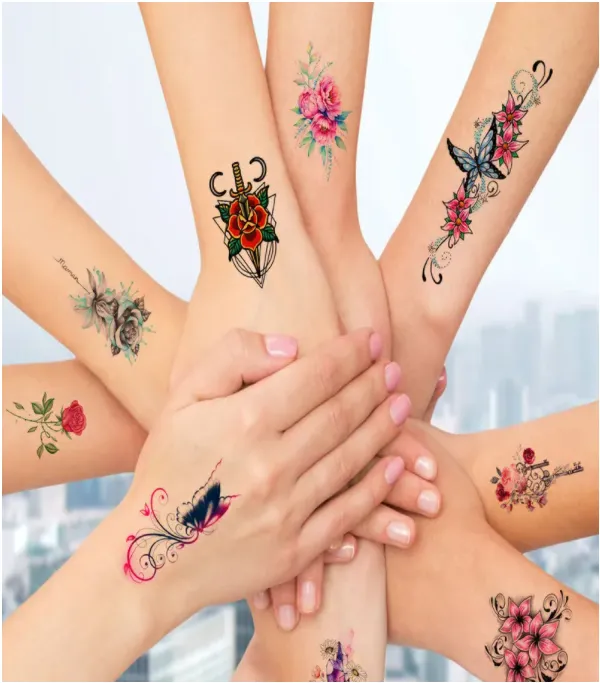 Renkli Kelebek Çiçek Geçici Dövmeler ...