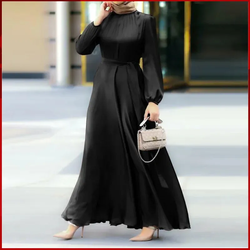 Muslim mid-waist long sleeve jacket solid color pullout patch casual dress  for summer middle age from Dhgate Ethnic Clothing - price 62.35