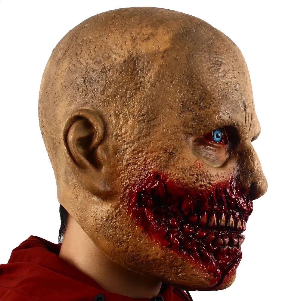 DAGLLGEW Máscara De Halloween De Miedo Con El Cabello Para Adultos - Horror Látex Suave Zombie Realista Con Agujero De Ojo Para Mascarada Cosplay