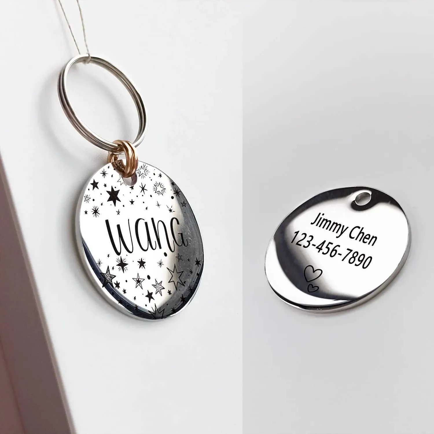 Personalized Cat Dog ID Tag MW002 Artistic Font Double Sided Engraved ...