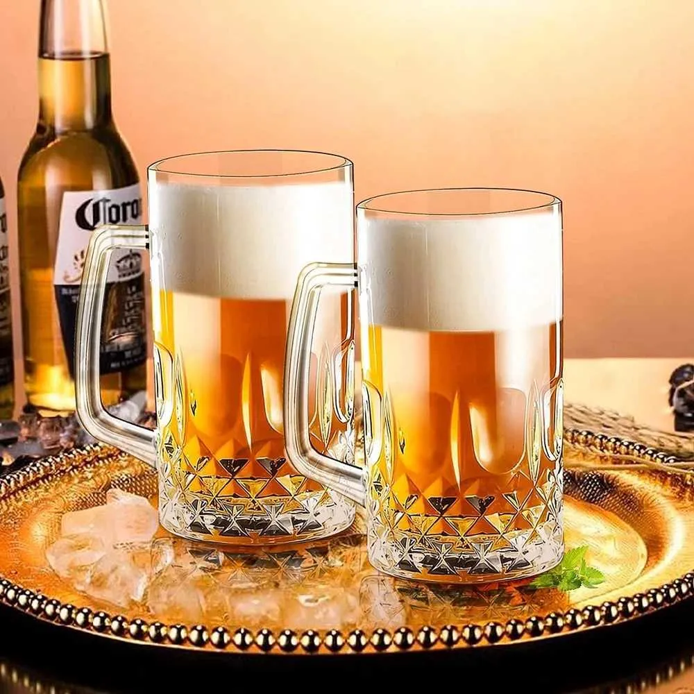 Vash Colorful Chope à Bière En Verre 400ml - Mug Avec Poignée Et Impression De Qualité