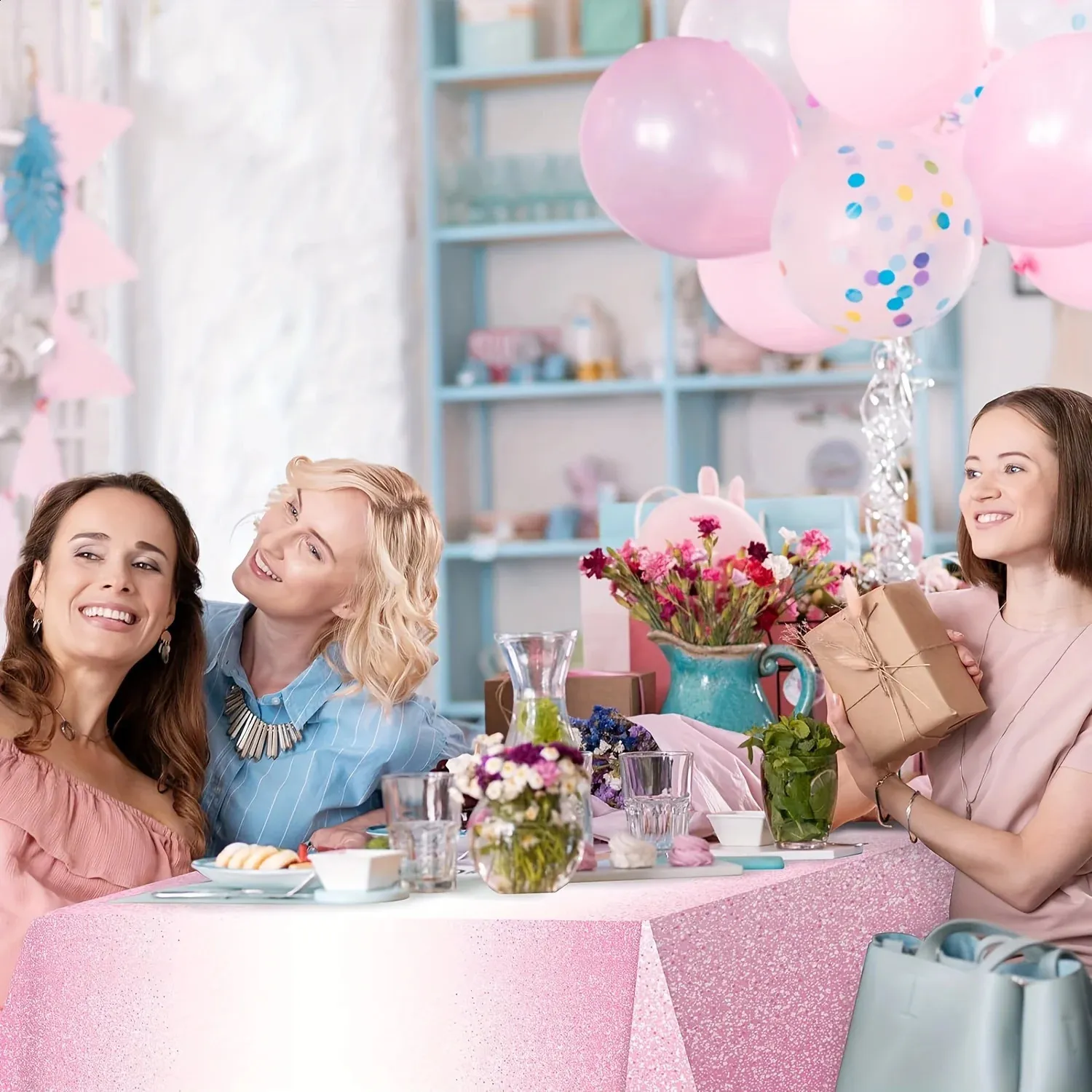 Lot De 5 Nappes Jetables Roses - 137x274 Cm, PEVA, Pour Fêtes, Anniversaires, Pique-niques, Facile à Nettoyer