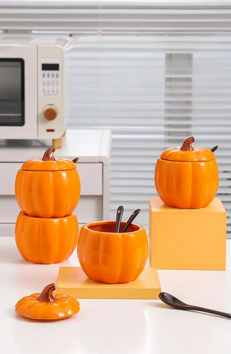 Pumpkin Shaped Ceramic Soup Bowl With Lid | At Home - View #6