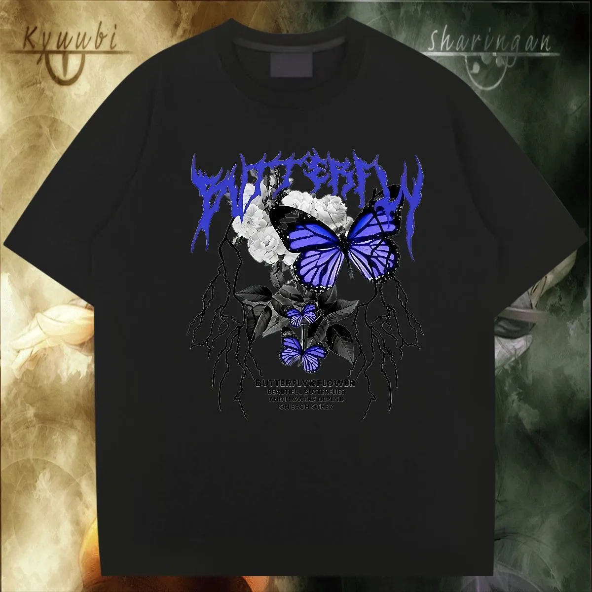 Breathable Mens Cotton T-Shirt with Customizable Butterfly