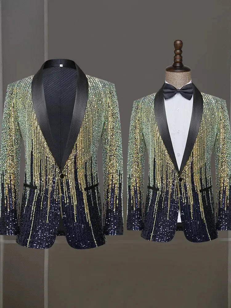 Mens Meteor Gradient Sequin Blazer, Performance Host Stage