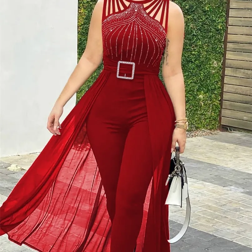 Elegant Womens Fitted Dress Set Chic Evening Jumpsuits, Party