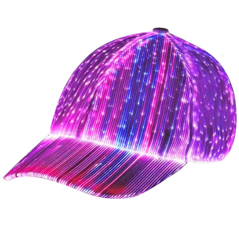 Fiber Optic Couples Cool Baseball Caps With USB Charging Adjustable For ...