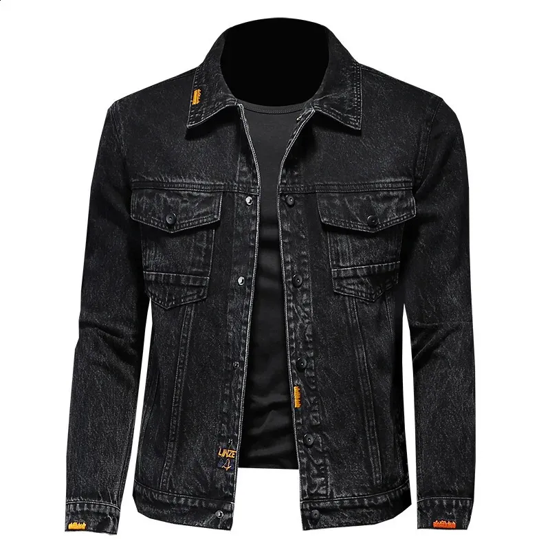 【Water】Korean Brand Black Denim Jacket Black Oversized Denim Trucker Jacket with Drop Shoulders