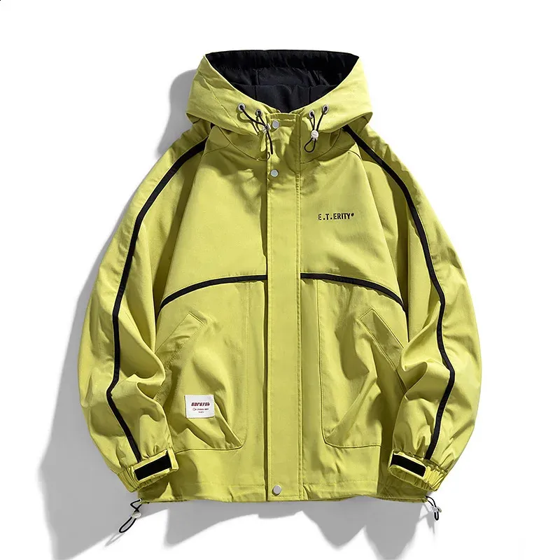 Hooded Trench Coat Mens Oversized Windbreaker Jacket, Waterproof