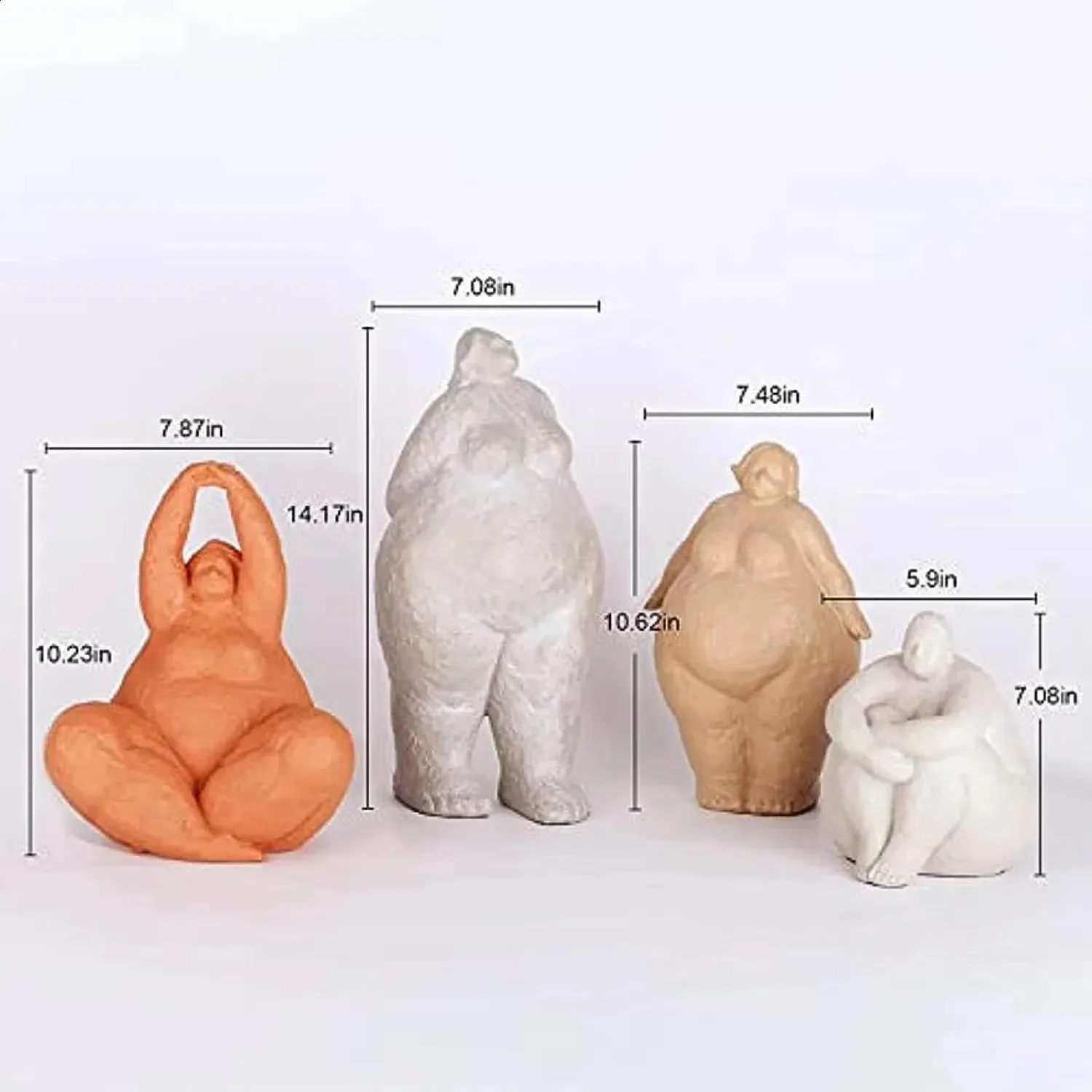 Yoga Pose Art Beeldje - Hars Dikke Vrouw Yoga Standbeeld - Moderne Woonkamer Ornament - Ideale Huis & Desktop Decoratie voor Yoga Liefhebbers
