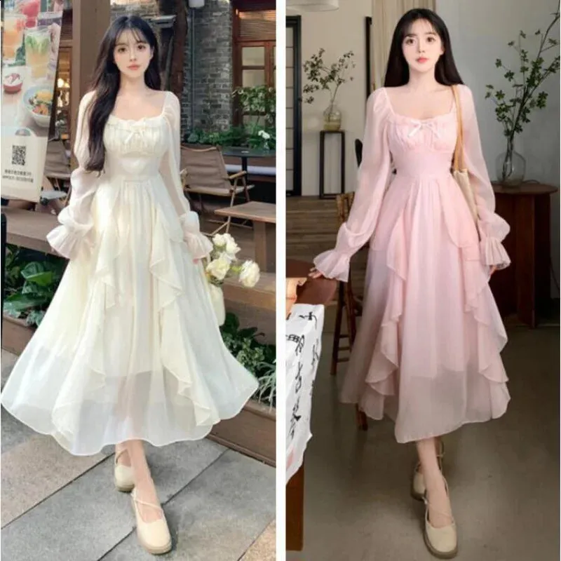 French Chiffon Floral Dress | Plus Size Square Collar Long Dress | Casual Fairy  Dress from Dhgate Plus size Dresses - price 102.72