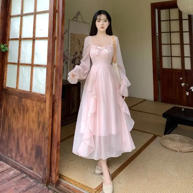 French Chiffon Floral Dress | Plus Size Square Collar Long Dress | Casual Fairy  Dress from Dhgate Plus size Dresses - price 102.72