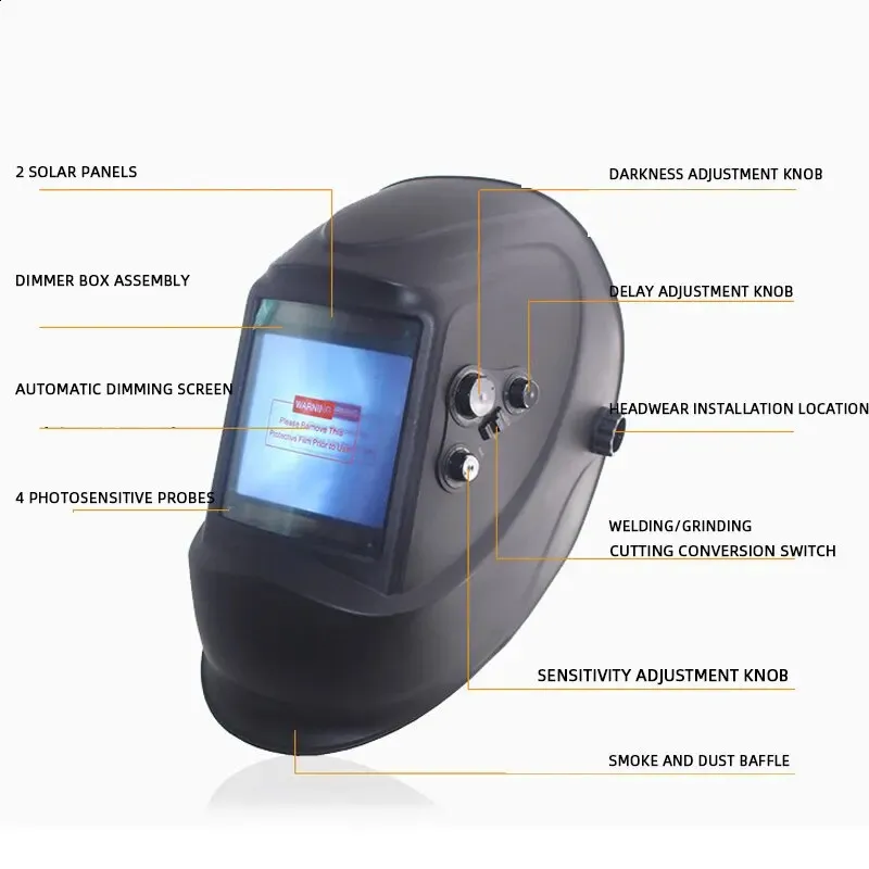 welding helmet sensor placement diagram