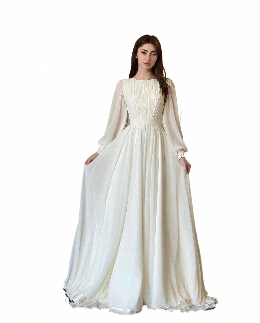 Lantern Sleeve Floor-Length A-Line Dress with Hooded Collar in White  Polyester from Dhgate Basic & Casual Dresses - price 103.46