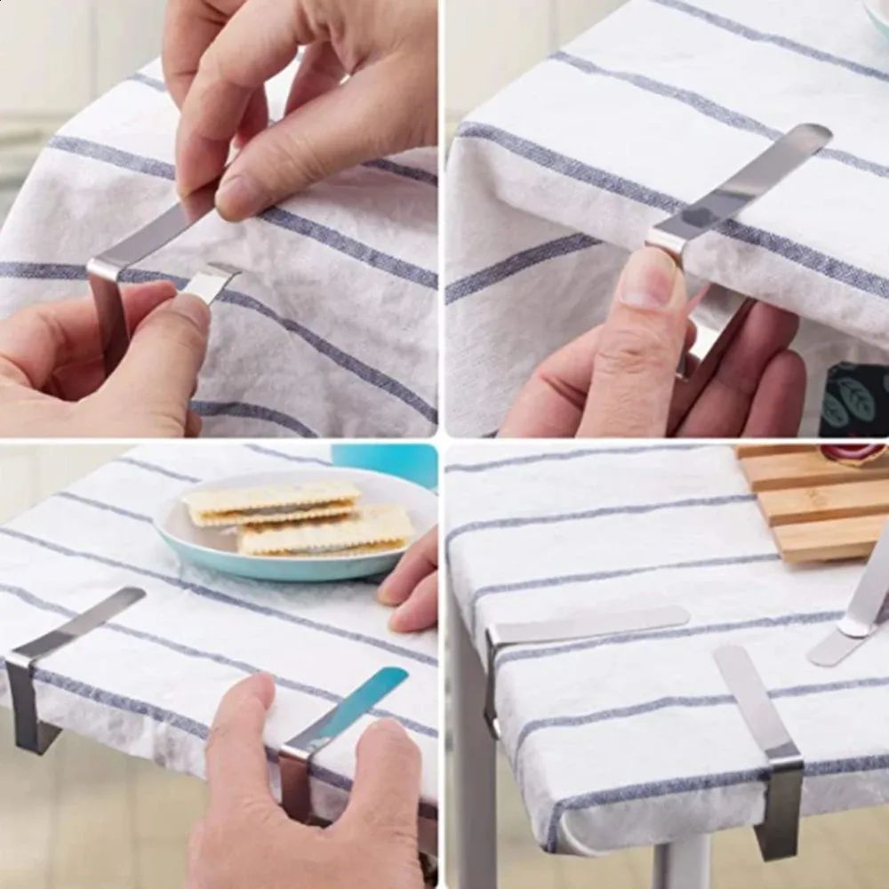 Silver Steel Tablecloth Clips - 4 Pack - Keep Your Table Cover In Place