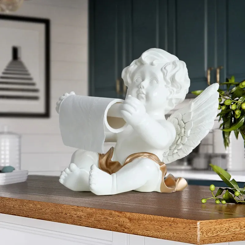 Resin Angel Tissue Holder Sculpture, Modern Art Home Decor