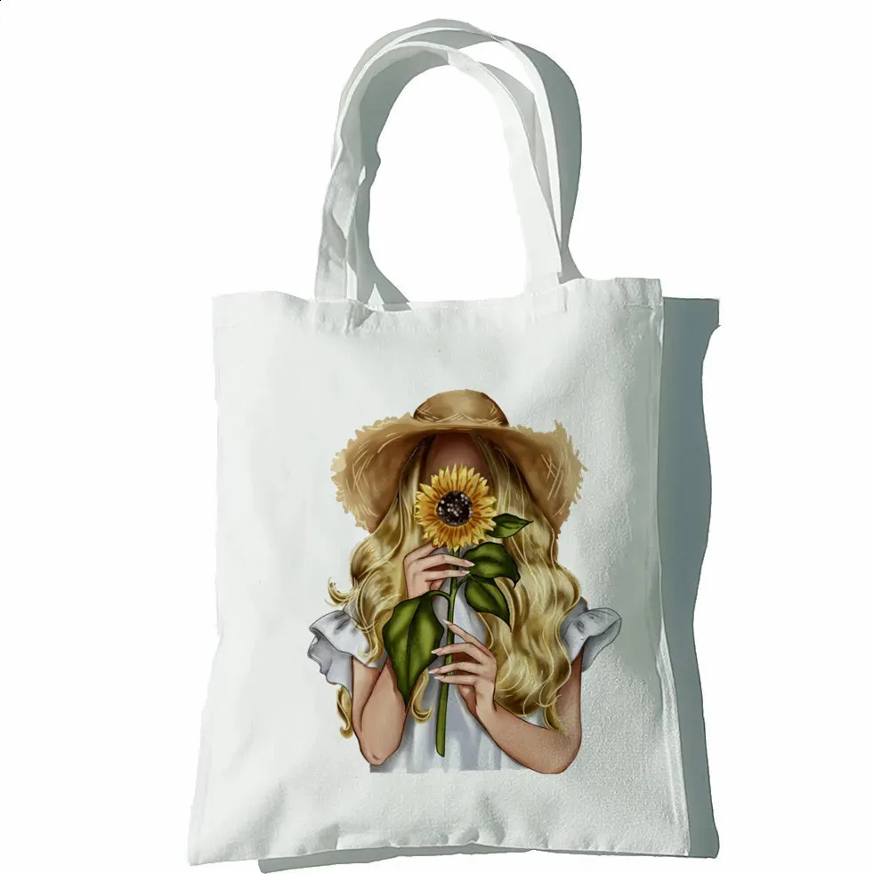 2024Sunflower Canvas Tote Bag for Women, Casual Shoulder