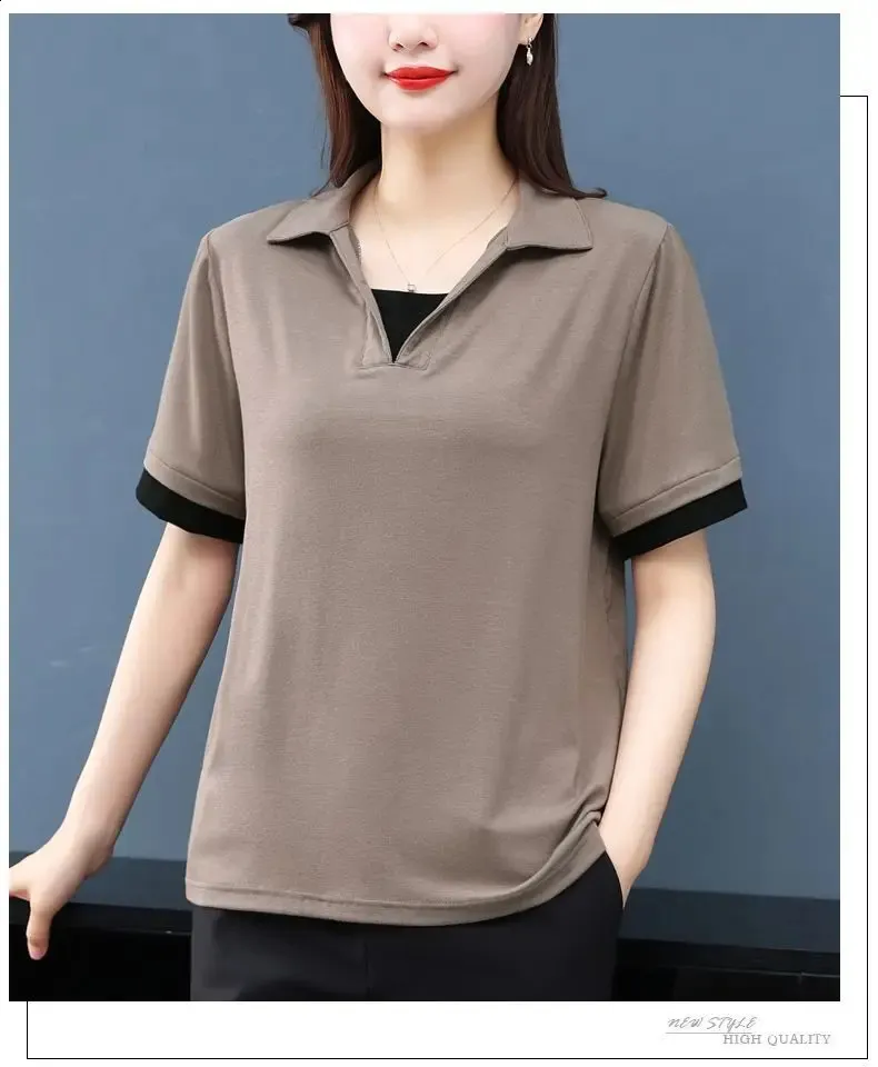 Koreon Fashion Apricot Womens Polo Shirts Kmart Womens Summer Fashion 5XL Big Size Short Sleeve Pure Cotton Casual Loose Fit Thin Tops From Mysticastore 21.86 DHgate.Com