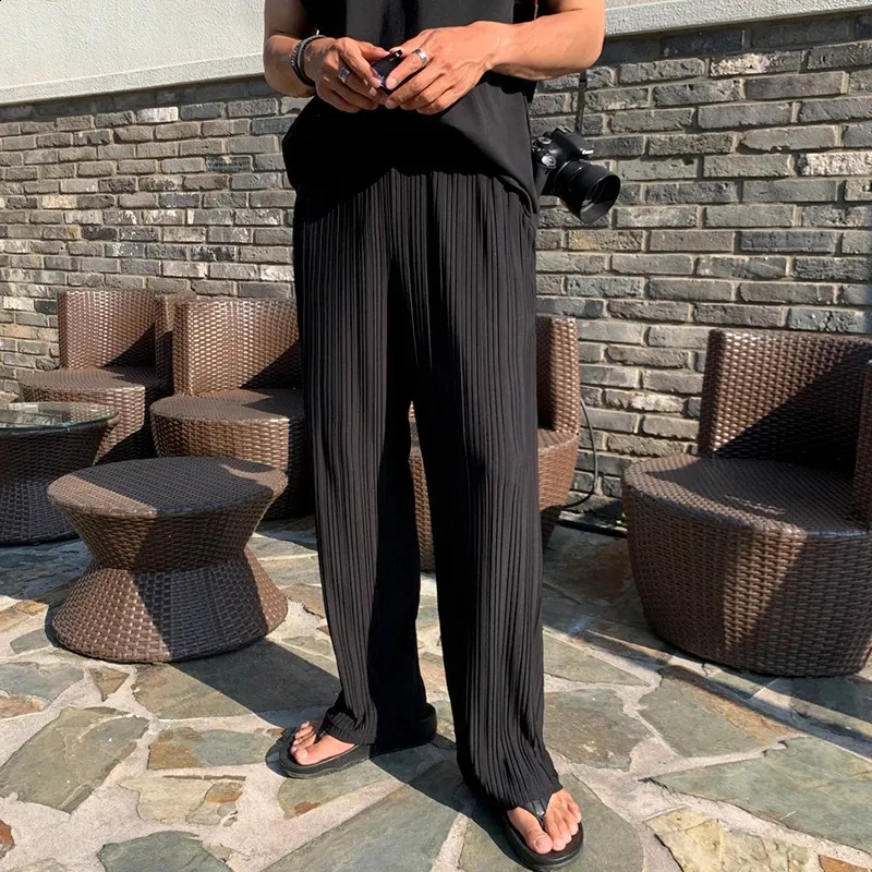 Flowy Black Wide Leg Mens Pants For Stylish Streetwear