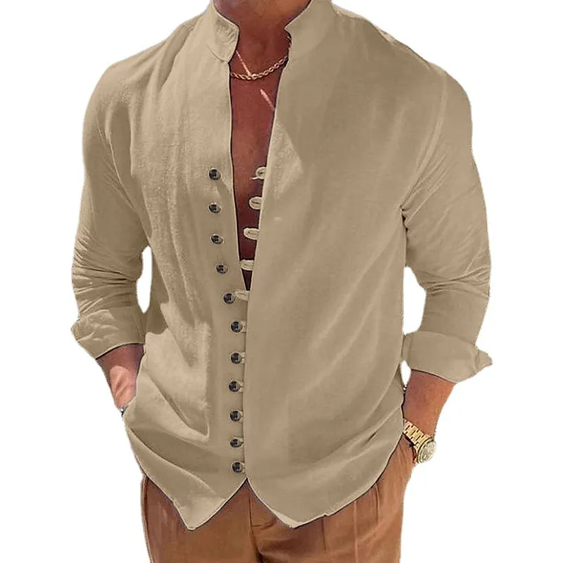 Minetom Camicia In Lino Uomo Camicie Regular Fit Elegante Camicia Estiva Estate Maniche Lunghe Casual Tinta Unita Camicia Per Vacanze Spiaggia Beach A Army Green L 121481864